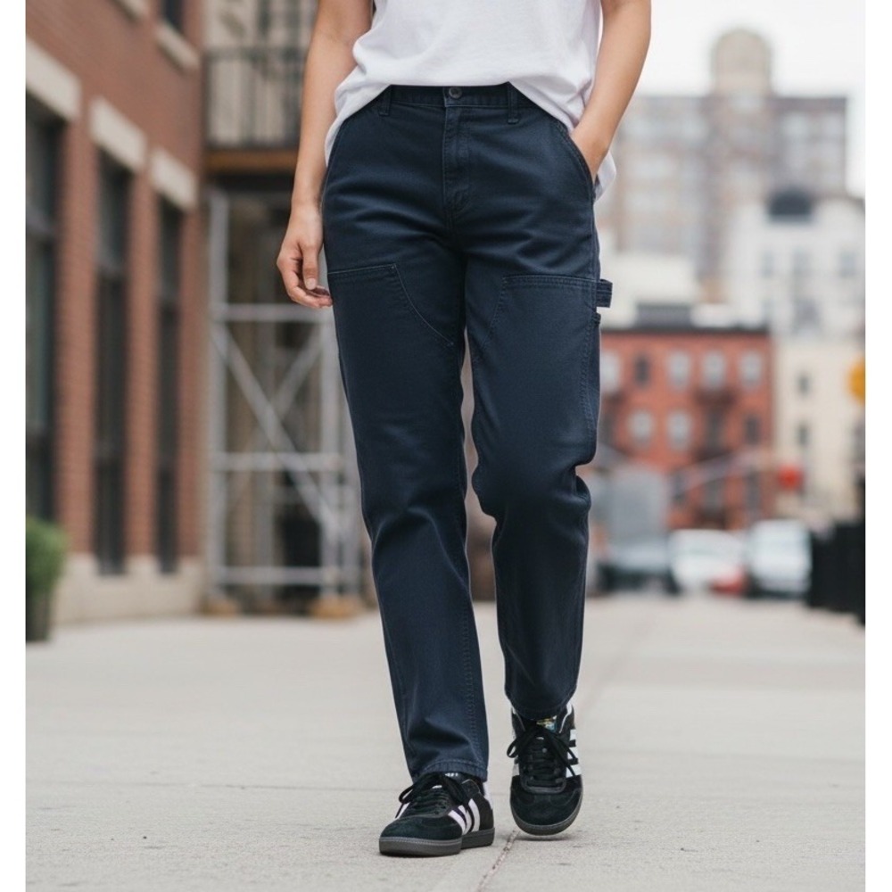 Gap Double Knee High Rise Black Carpenter Relaxed Utility Jeans Denim 30 X 28
